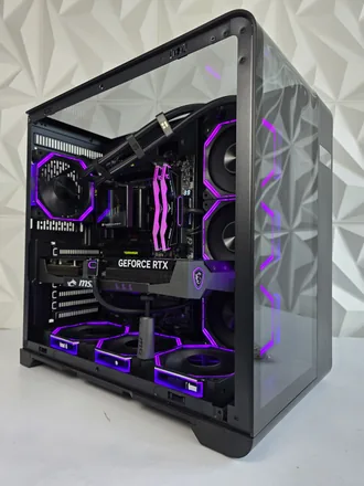 PC Gamer negro purpura MSI G-Horizon con ventiladores